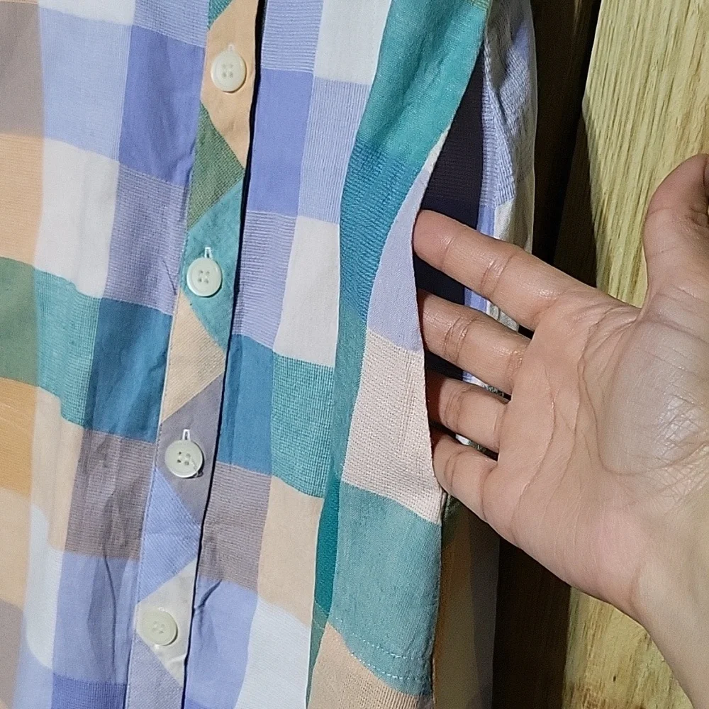Madewell Rainbow Plaid Button Dress - Picture 3 of 6
